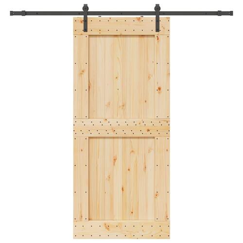 Skydedør med monteringssæt 100x210 cm massivt fyrretræ