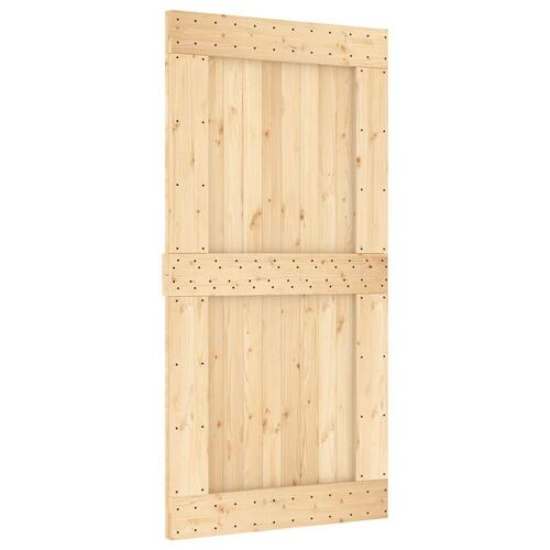Skydedør med monteringssæt 100x210 cm massivt fyrretræ