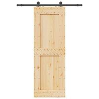 Skydedør med monteringssæt 80x210 cm massivt fyrretræ