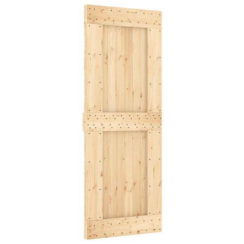 Skydedør med monteringssæt 80x210 cm massivt fyrretræ