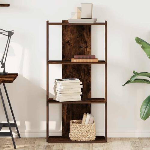 Bogreol 3 hylder 60x30x120 cm konstrueret træ røget eg