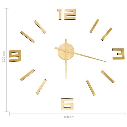 3D-vægur 100 cm moderne design XXL guldfarvet