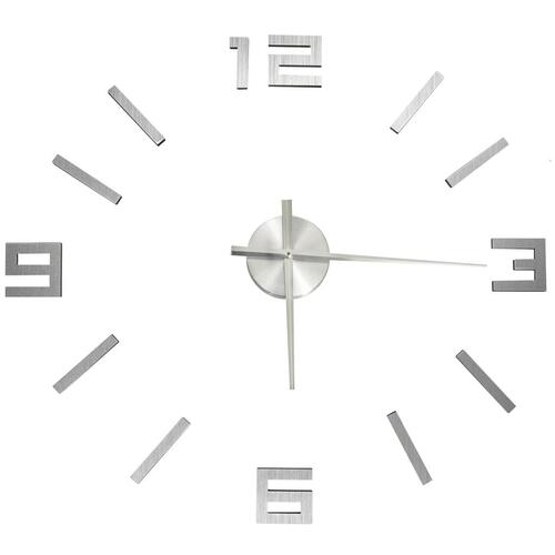 3D-vægur 100 cm moderne design XXL sølvfarvet