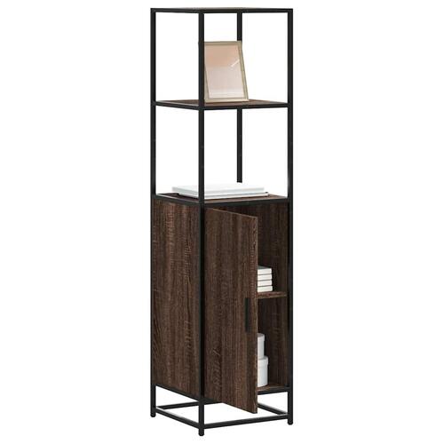 Skab brun egetræ 35,5x35x139 cm konstrueret træ og metal