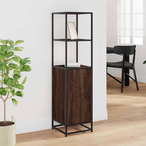 Skab brun egetræ 35,5x35x139 cm konstrueret træ og metal