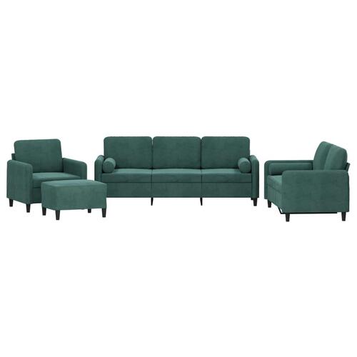 Sofasæt 4 dele med puder velour mørkegrøn