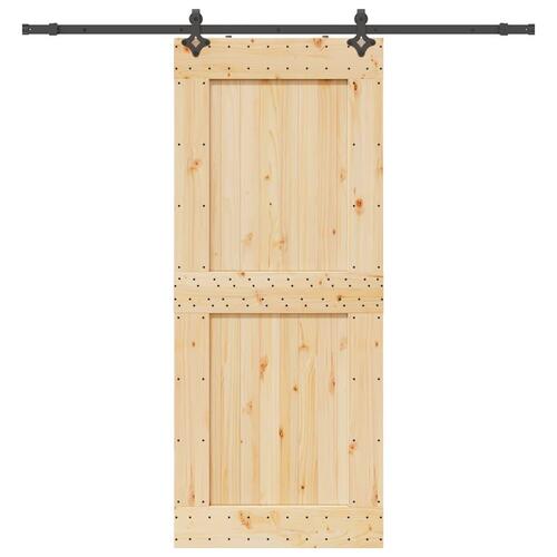 Skydedør med monteringssæt 95x210 cm massivt fyrretræ