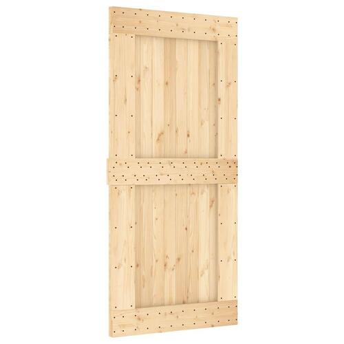 Skydedør med monteringssæt 95x210 cm massivt fyrretræ