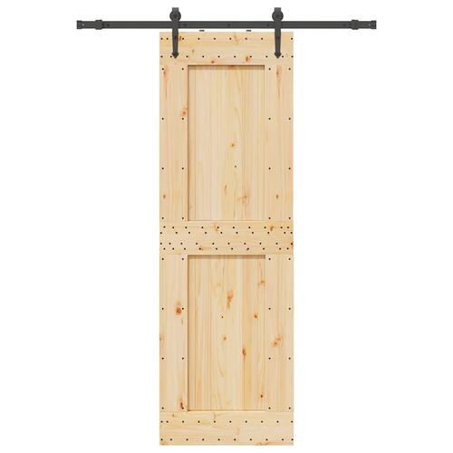Skydedør med monteringssæt 70x210 cm massivt fyrretræ