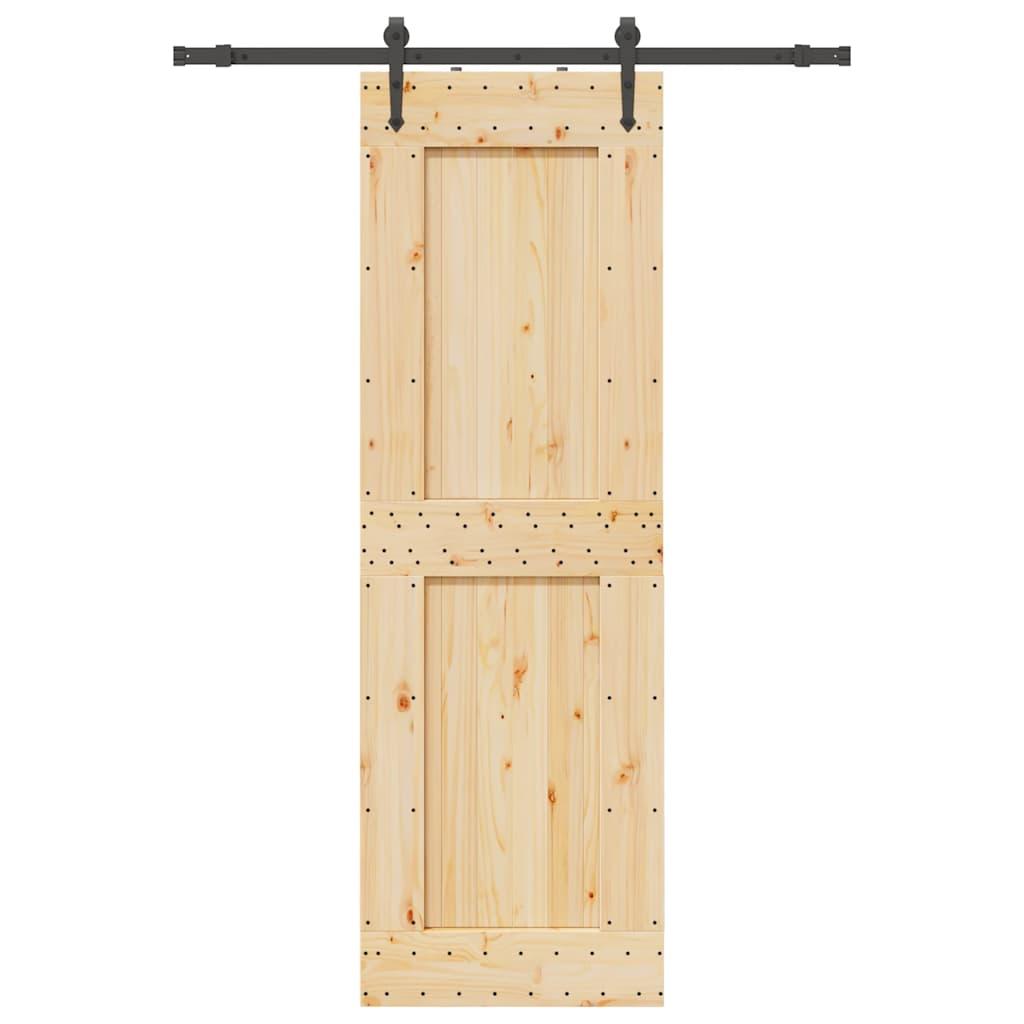 Skydedør med monteringssæt 70x210 cm massivt fyrretræ