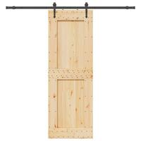 Skydedør med monteringssæt 80x210 cm massivt fyrretræ