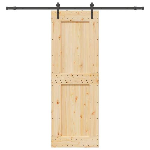 Skydedør med monteringssæt 80x210 cm massivt fyrretræ