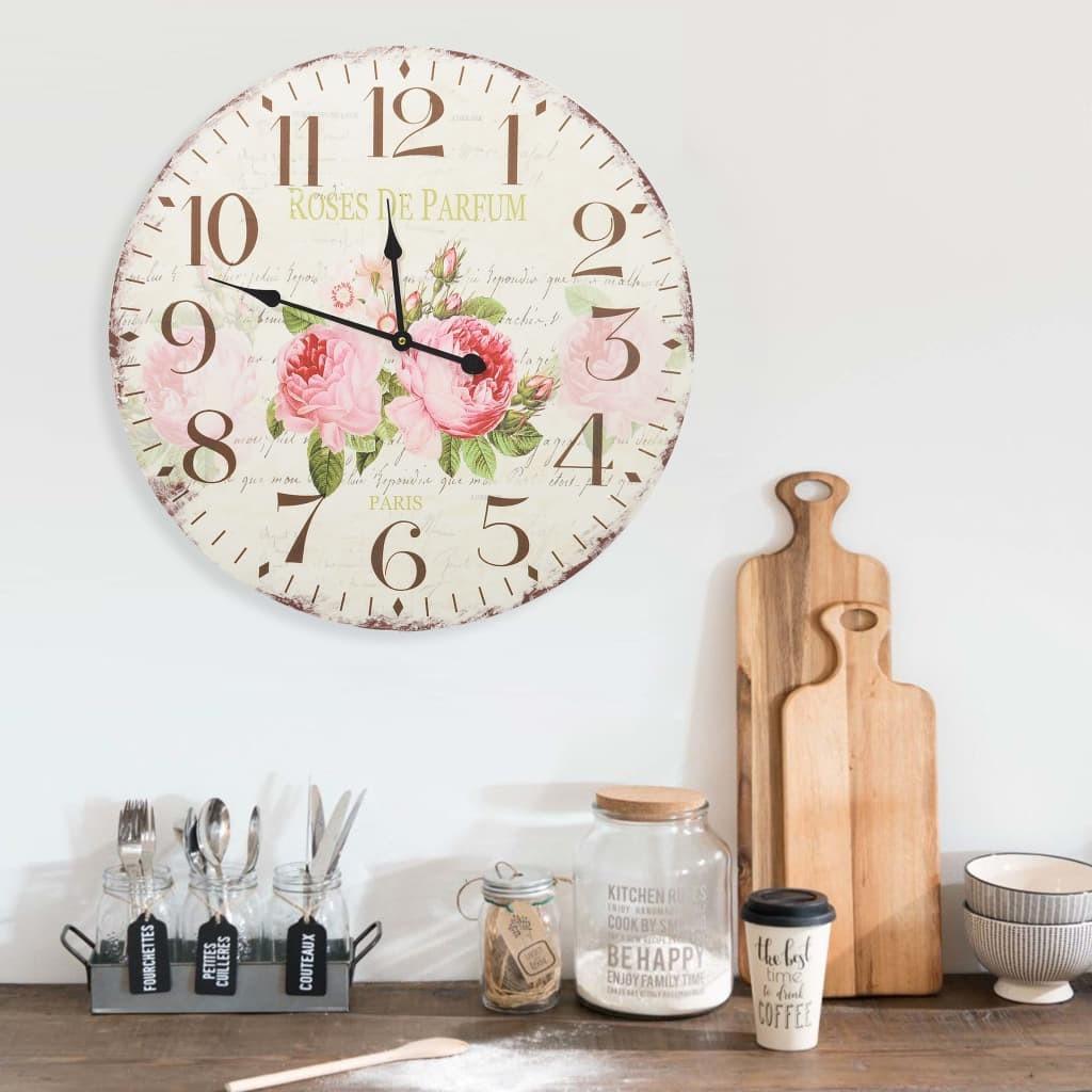 Vægur vintagestil blomst 60 cm