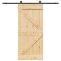 Skydedør med monteringssæt 80x210 cm massivt fyrretræ