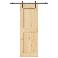 Skydedør med monteringssæt 80x210 cm massivt fyrretræ