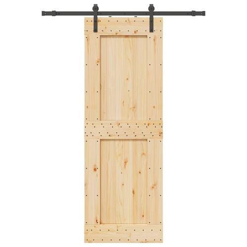 Skydedør med monteringssæt 80x210 cm massivt fyrretræ
