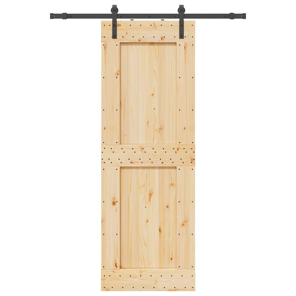 Skydedør med monteringssæt 80x210 cm massivt fyrretræ