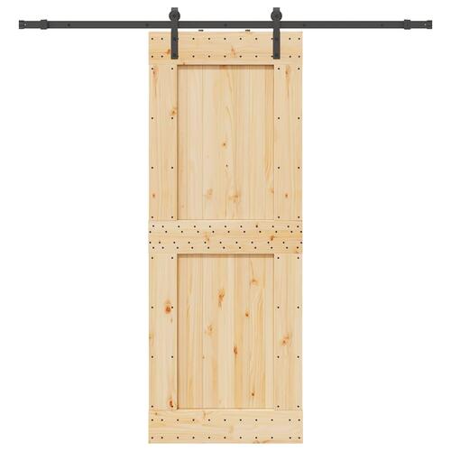 Skydedør med monteringssæt 85x210 cm massivt fyrretræ