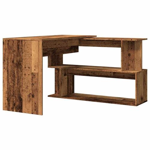 Skrivebord til hjørne 200,5x50x76 cm konstrueret træ antikt træ