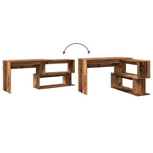 Skrivebord til hjørne 200,5x50x76 cm konstrueret træ antikt træ