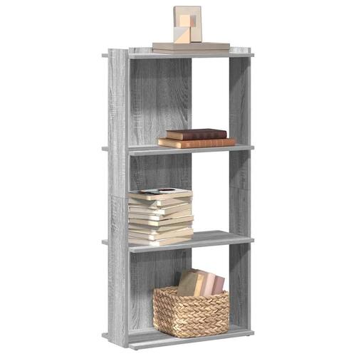 Bogreol 60x30x120 cm 3 hylder konstrueret træ grå sonoma-eg
