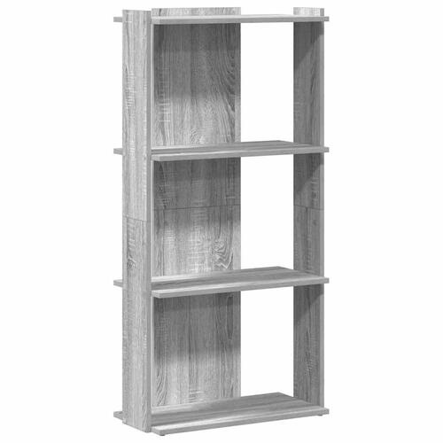 Bogreol 60x30x120 cm 3 hylder konstrueret træ grå sonoma-eg