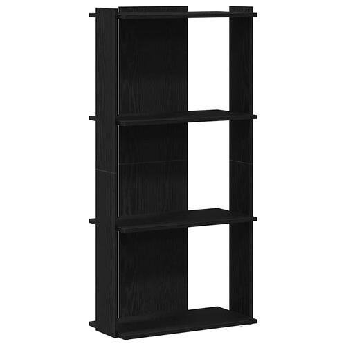 Bogreol med 3 hylder 60x30x120 cm konstrueret træ sort