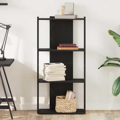 Bogreol med 3 hylder 60x30x120 cm konstrueret træ sort