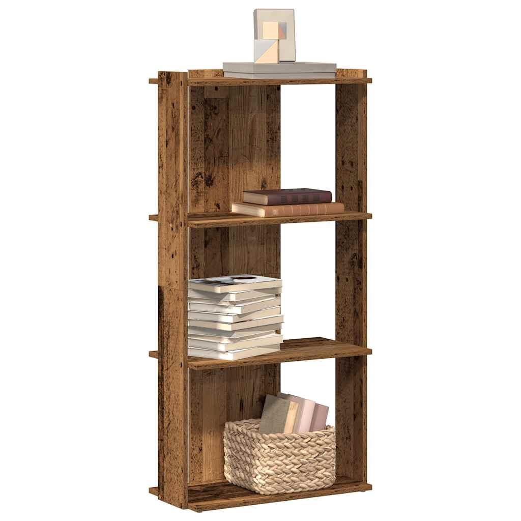 Bogreol 60x30x120 cm 3 hylder konstrueret træ antikt træ