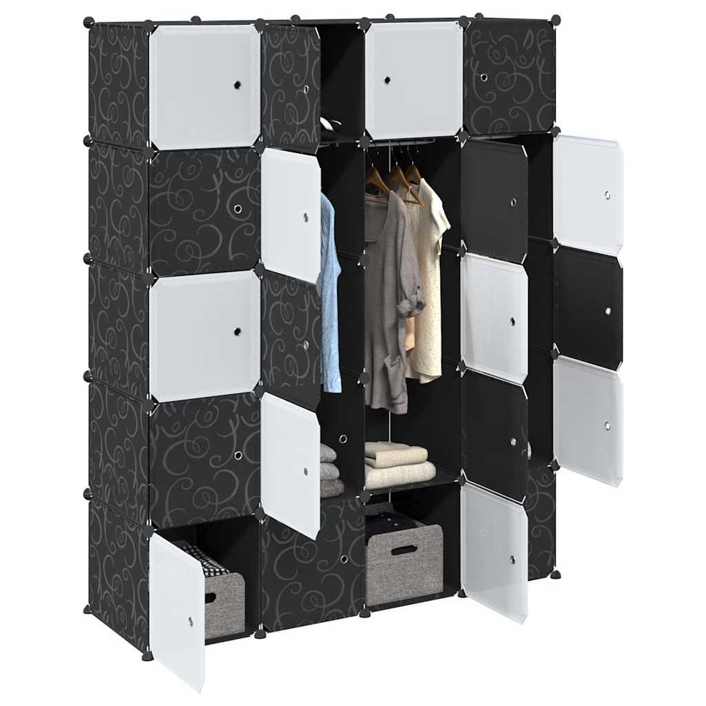 Kubeformede Opbevaringskasser Med Hængende Stænger Pp - 20 / Sort og hvid