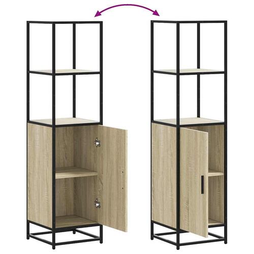 Skab sonoma-eg 35,5x35x139 cm konstrueret træ og metal