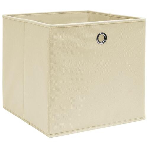 Opbevaringskasser 4 stk. ikke-vævet stof 28x28x28 cm creme