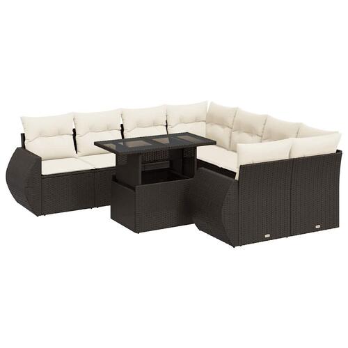Sofasæt til haven 9 dele med hynder polyrattan brun