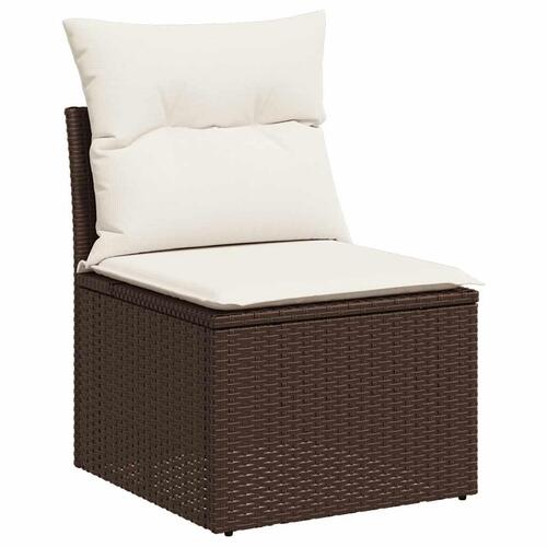 Loungesæt til haven 11 dele med hynder polyrattan brun