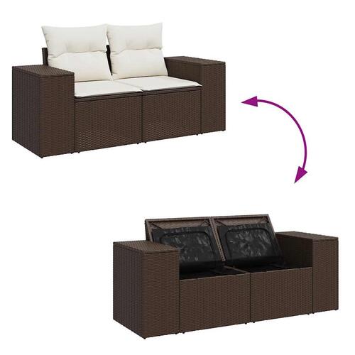 Sofasæt til haven 5 dele med hynder polyrattan brun