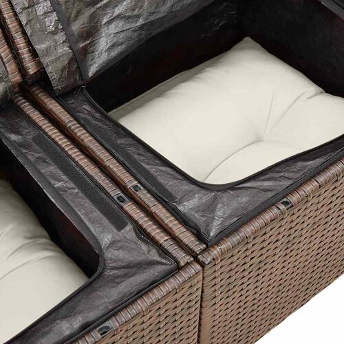 Sofasæt til haven 5 dele med hynder polyrattan brun