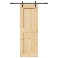 Skydedør med monteringssæt 80x210 cm massivt fyrretræ