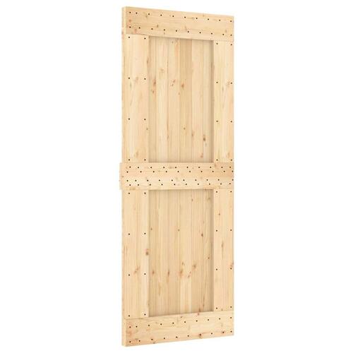 Skydedør med monteringssæt 80x210 cm massivt fyrretræ