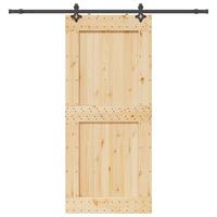 Skydedør med monteringssæt 100x210 cm massivt fyrretræ