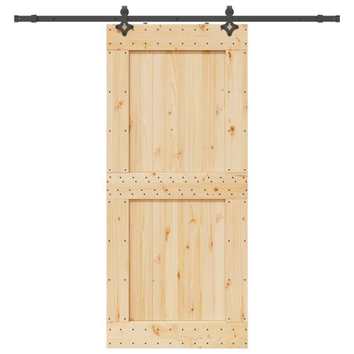 Skydedør med monteringssæt 100x210 cm massivt fyrretræ