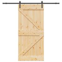 Skydedør med monteringssæt 80x210 cm massivt fyrretræ