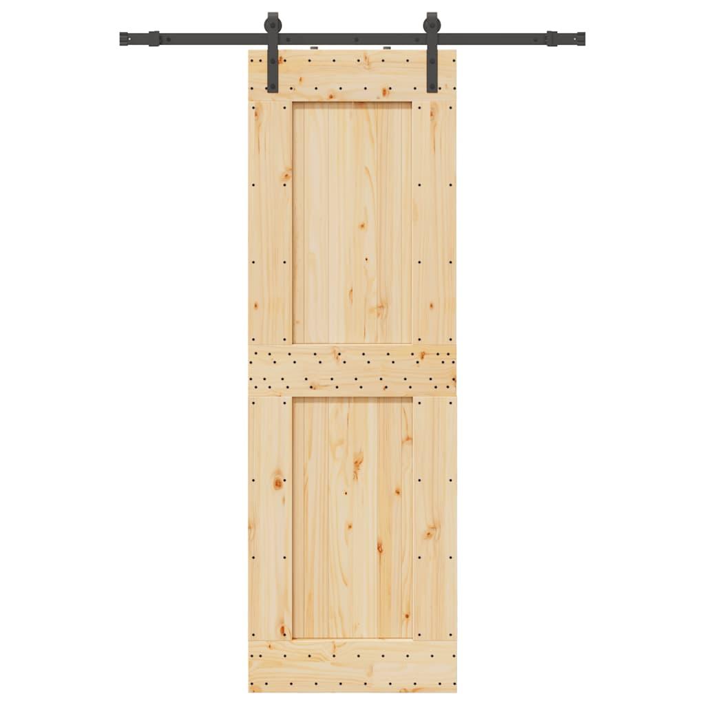 Skydedør med monteringssæt 70x210 cm massivt fyrretræ