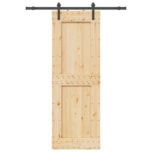 Skydedør med monteringssæt 85x210 cm massivt fyrretræ