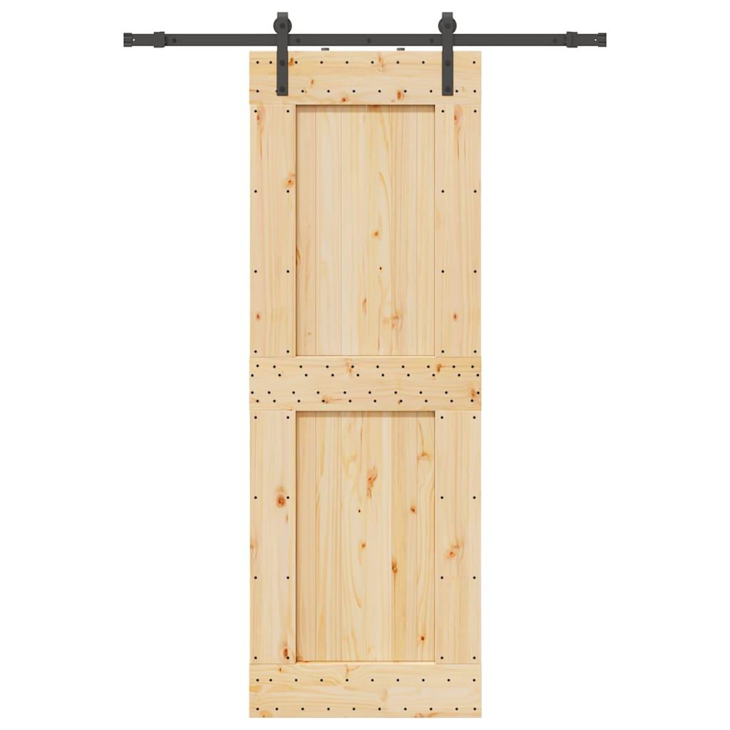 Skydedør med monteringssæt 85x210 cm massivt fyrretræ