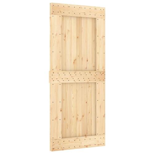 Skydedør med monteringssæt 90x210 cm massivt fyrretræ