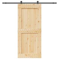 Skydedør med monteringssæt 100x210 cm massivt fyrretræ