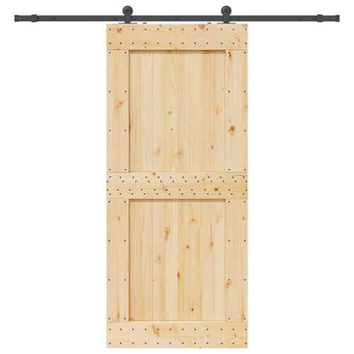 Skydedør med monteringssæt 100x210 cm massivt fyrretræ