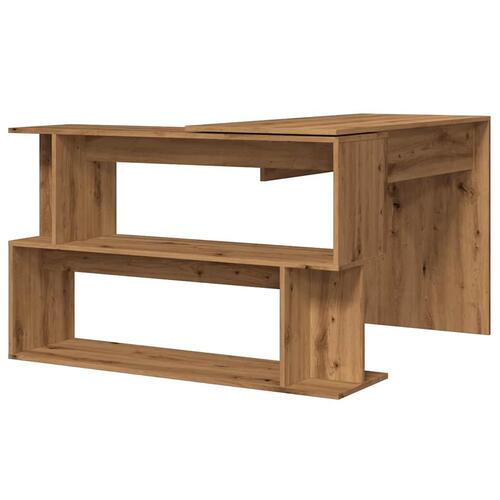 Hjørneskrivebord 200,5x50x76 cm konstrueret træ artisan egetræ