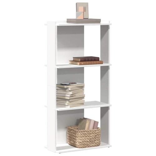 Bogreol med 3 hylder 60x30x120 cm konstrueret træ hvid