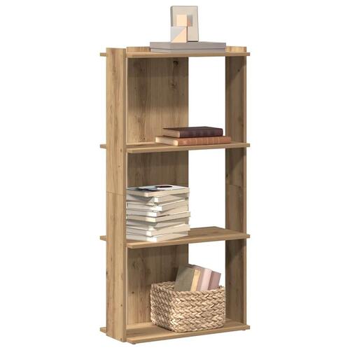 Bogreol med 3 hylder 60x30x120 cm konstrueret træ egetræsfarvet
